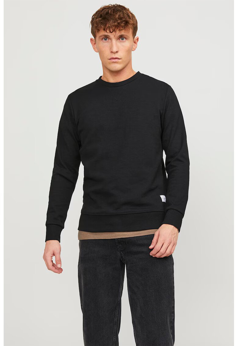 Jack  Jones Bluza sport regular fit cu decolteu la baza gatului Basic - Negru