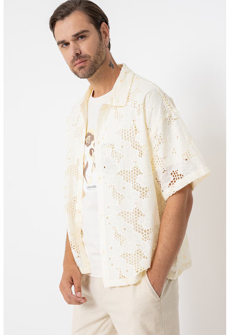 Jack  Jones Camasa cu aspect cu perforatii - Galben pal