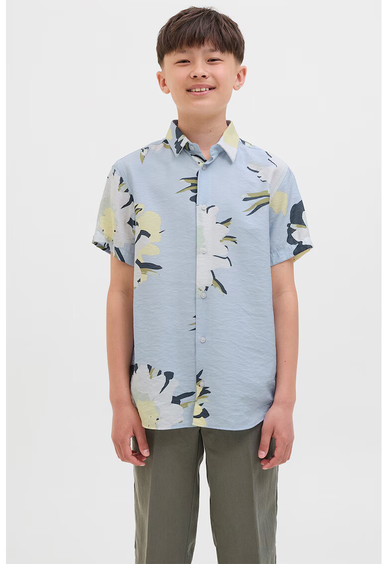 Jack  Jones Camasa cu maneci scurte si model floral - Alb/Albastru azur