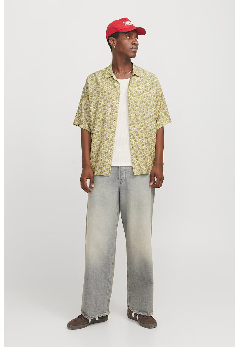 Jack  Jones Camasa cu maneci scurte si model grafic - Kaki