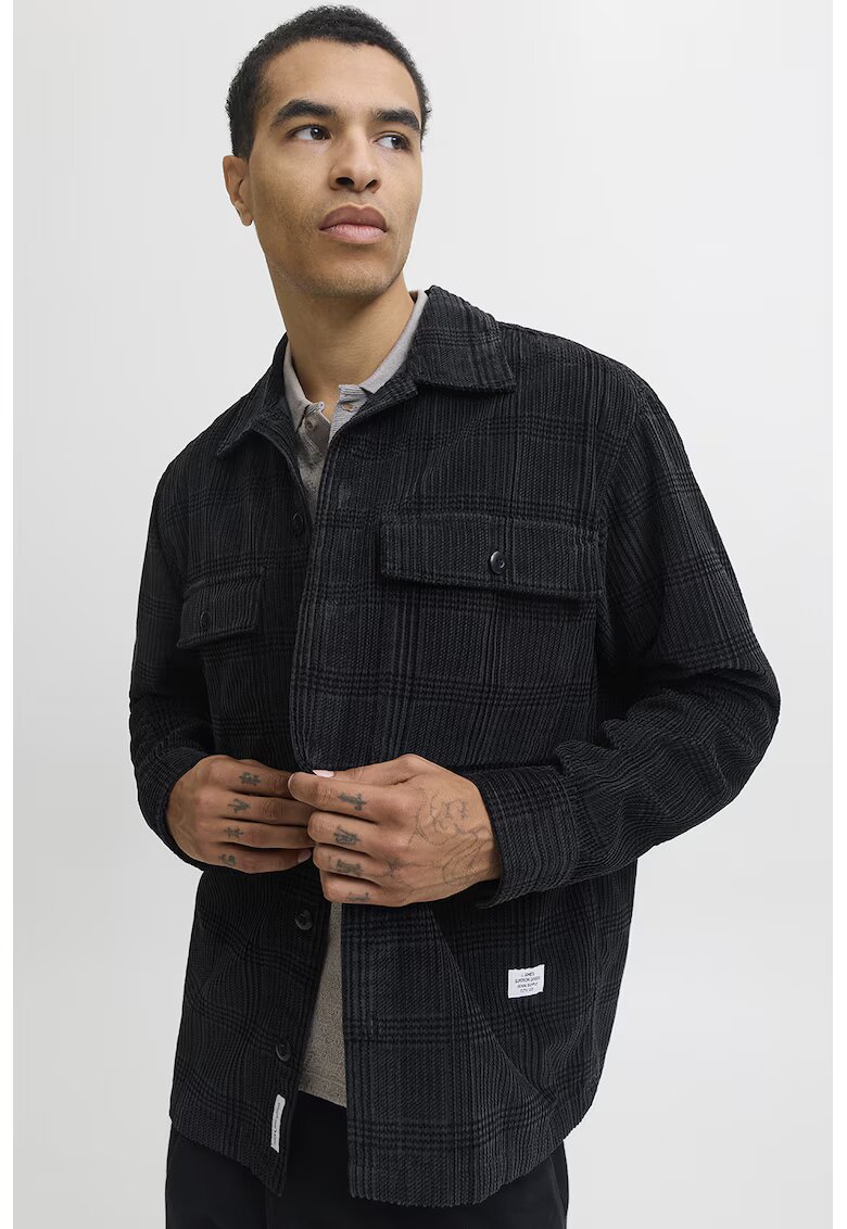 Jack & Jones Camasa de reiat cu buzunare pe piept - Negru/Gri inchis