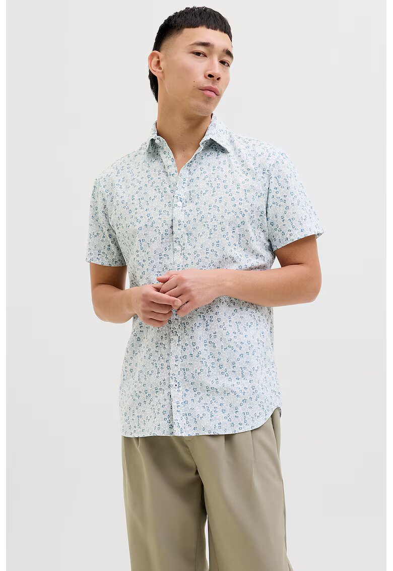 Jack & Jones Camasa din amestec de in cu model - Albastru pal/Alb optic