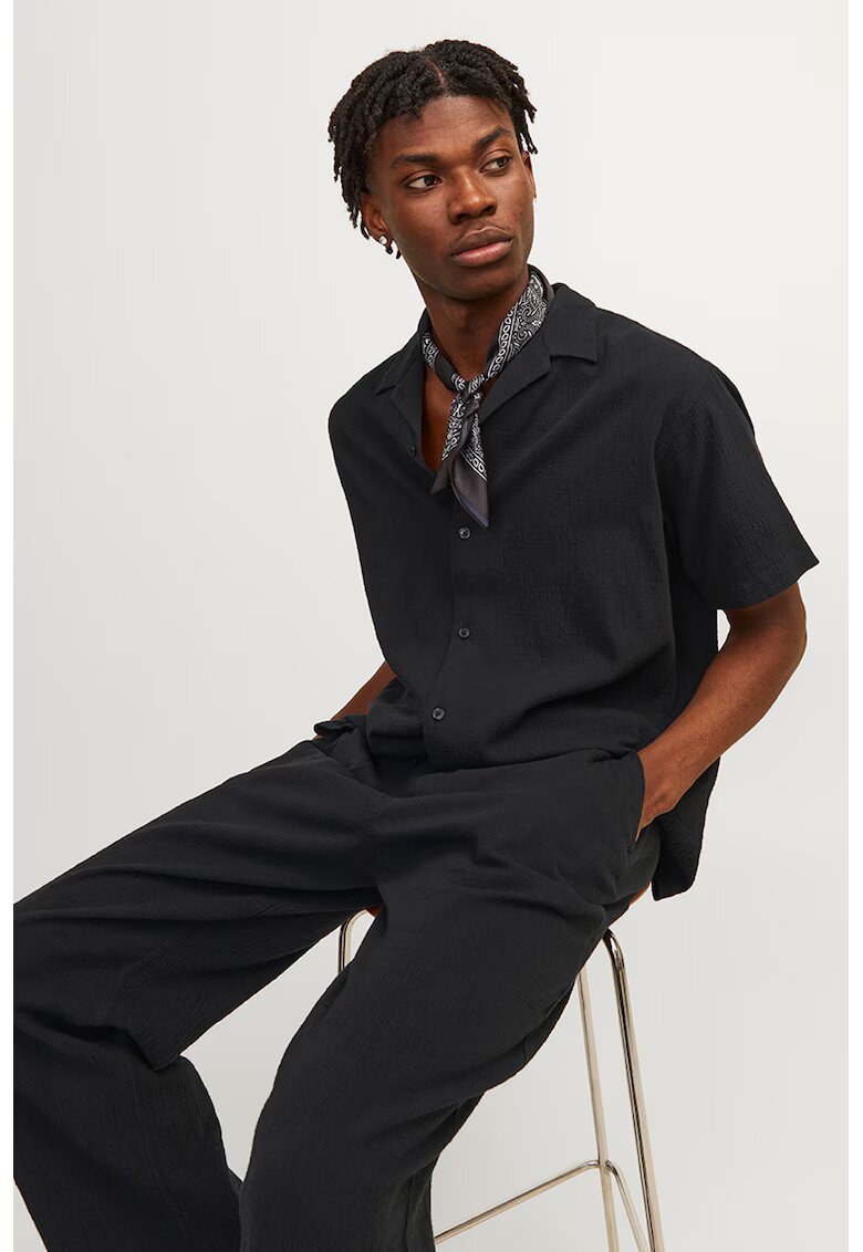 Jack  Jones Camasa din bumbac cu maneci scurte - Negru