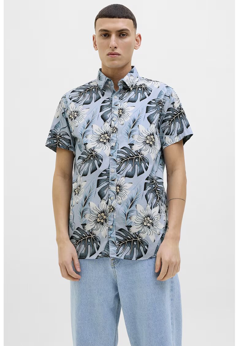 Jack & Jones Camasa din bumbac cu model - Galben pal/Alb murdar/Albastru deschis