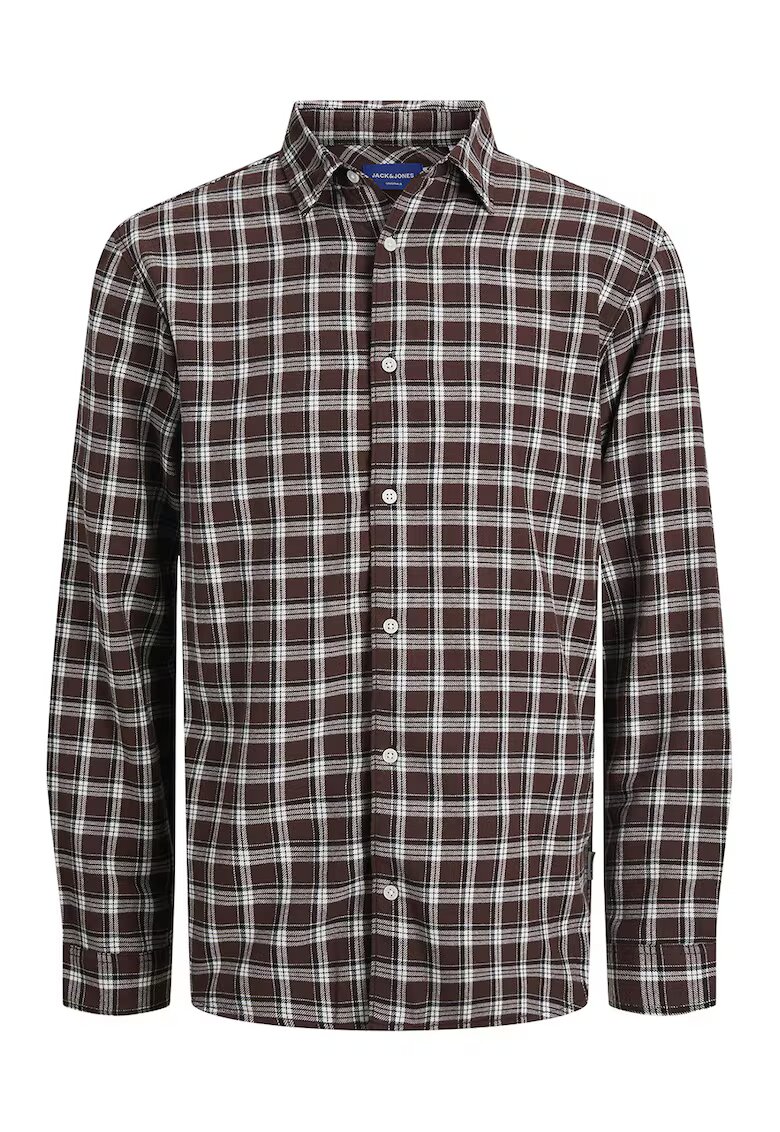 Jack & Jones Camasa regular fit cu model in carouri - Alb/Maro cognac