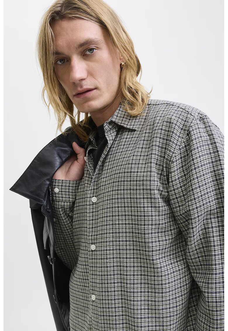 Jack & Jones Camasa regular fit cu model in carouri - Alb/Negru/Roz somon