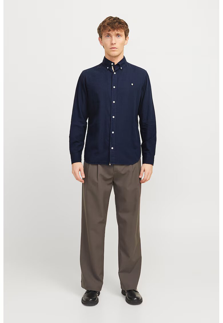 Jack  Jones Camasa regular fit din amestec de in - Bleumarin