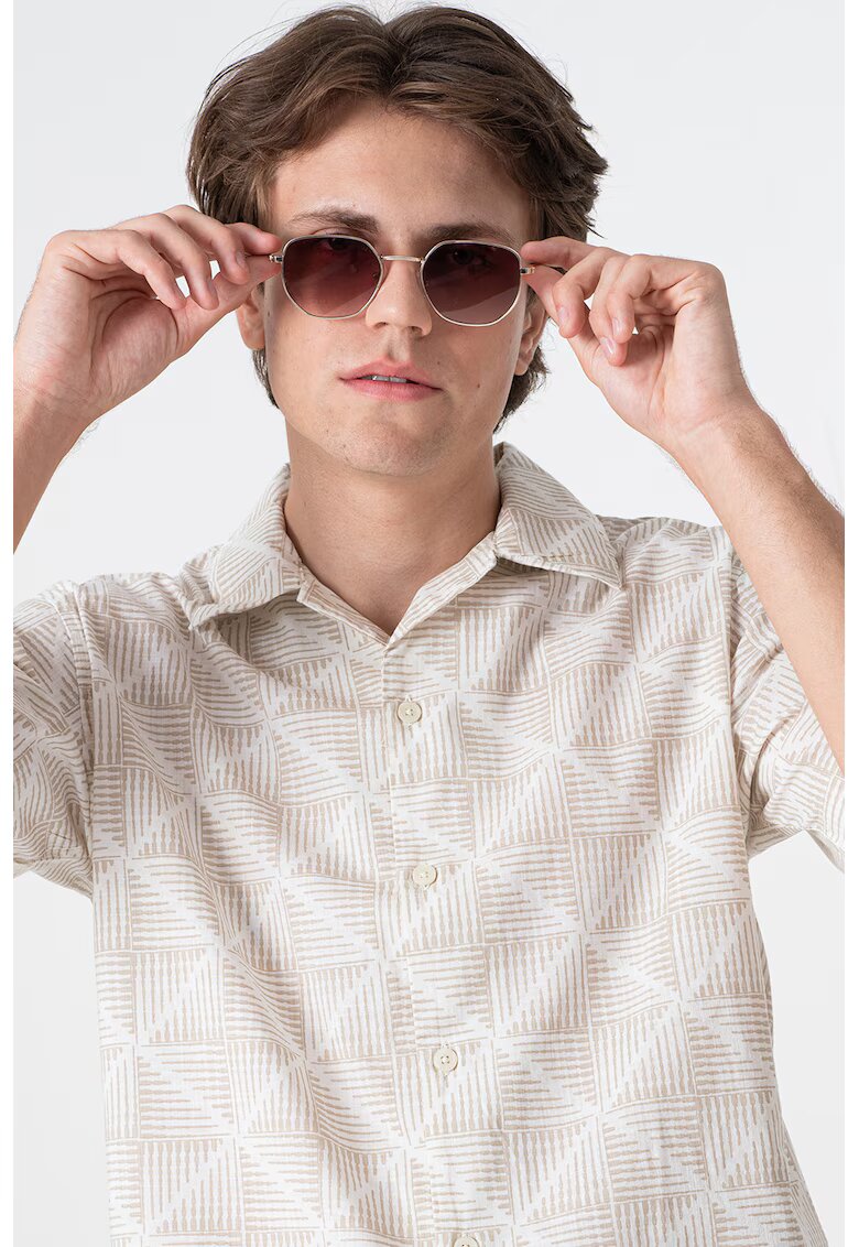 Jack  Jones Camasa regular-fit din bumbac - Bej/Alb murdar