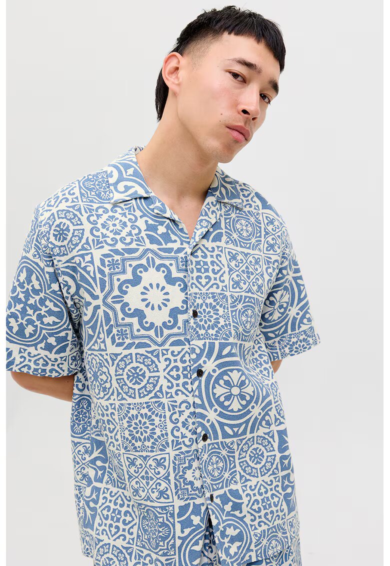 Jack  Jones Camasa relaxed fit cu maneci scurte - Alb/Albastru pastel