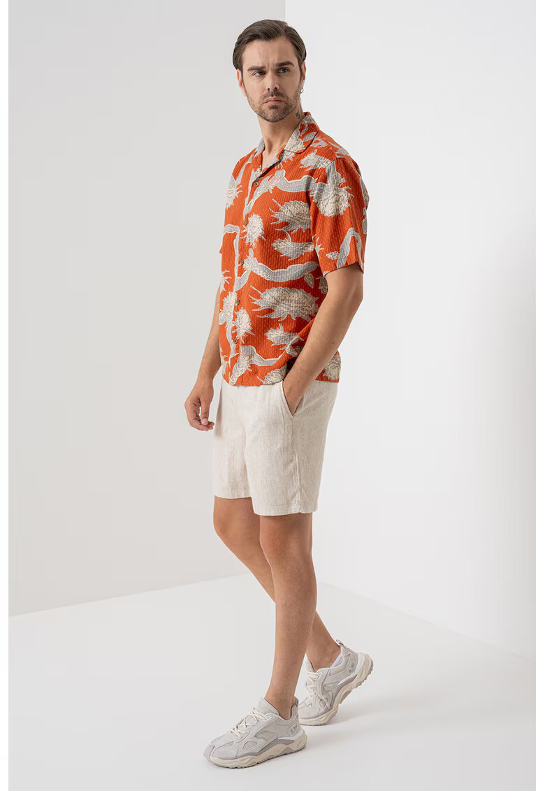 Jack  Jones Camasa relaxed fit cu maneci scurte - Portocaliu inchis/Bej deschis/Lila pal