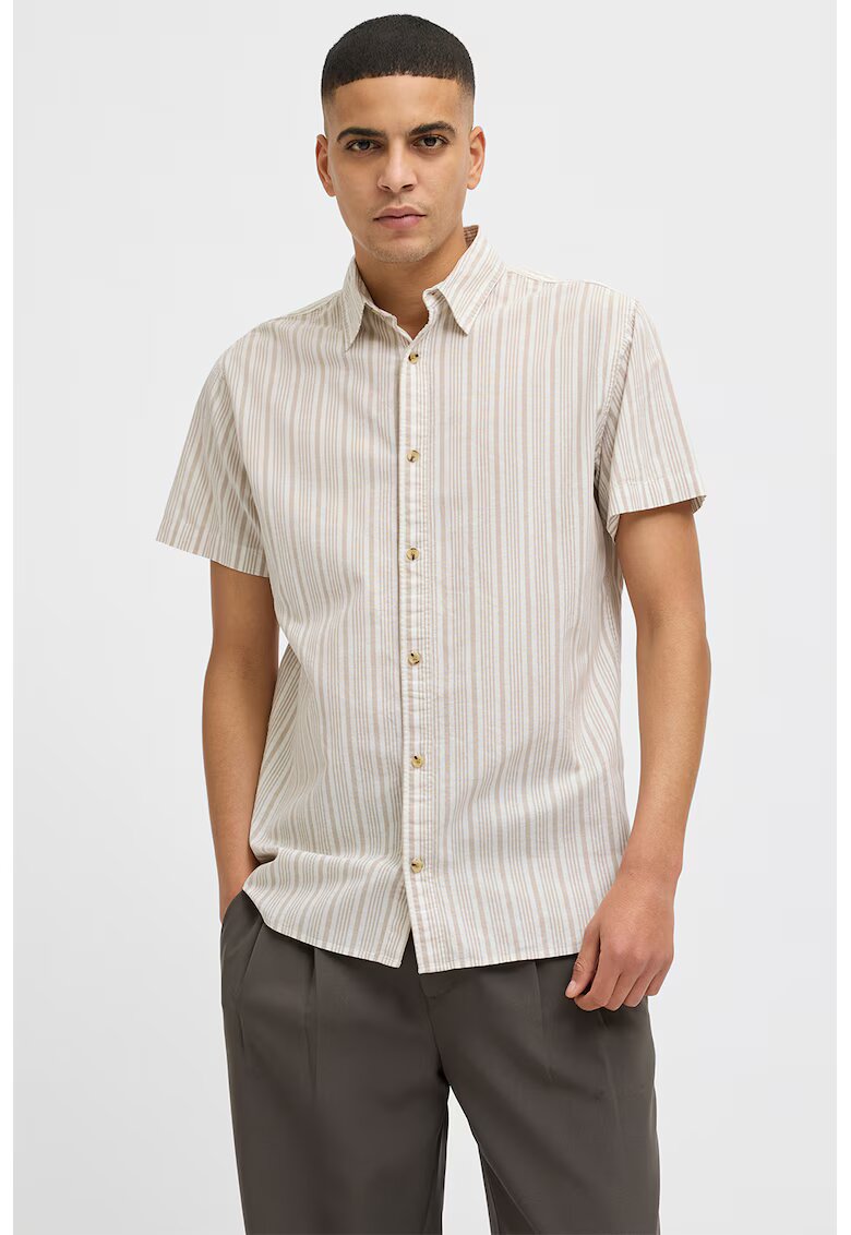 Jack  Jones Camasa relaxed fit de bumbac cu dungi - Bej deschis