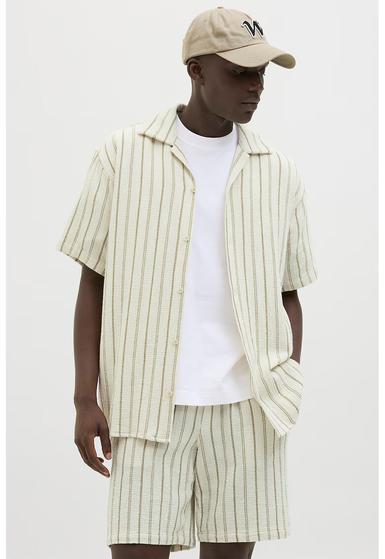 Jack  Jones Camasa supradimensionata cu model in dungi - Verde pal