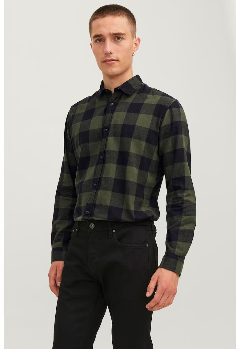 Jack & Jones Camassa uni de bumbac - Verde masliniu/Bleumarin