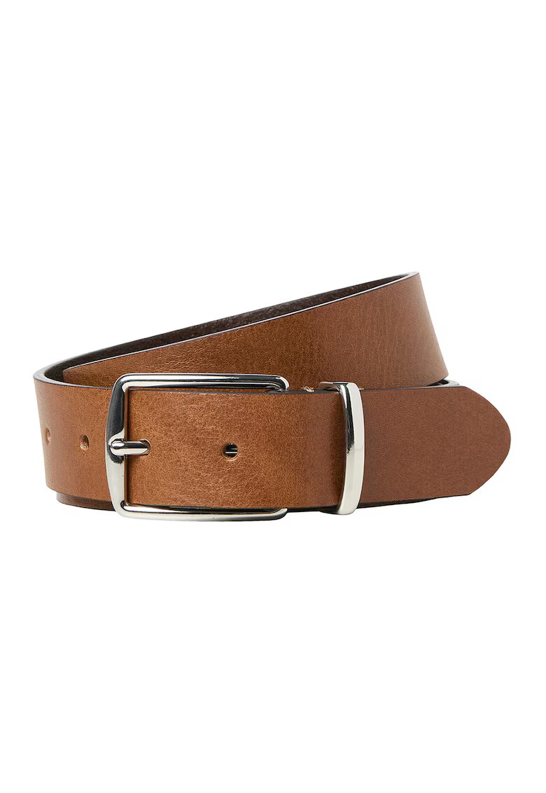 Jack  Jones Curea de piele cu catarama metalica - Maro scortisoara