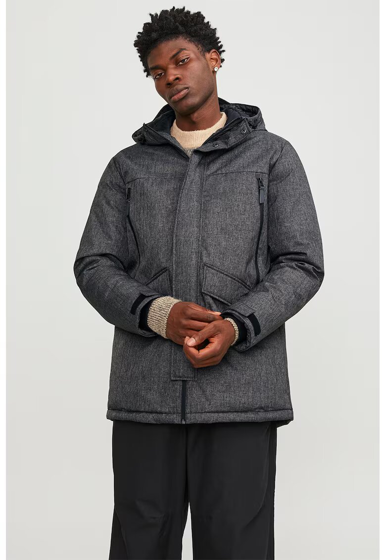 Jack  Jones Geaca cu buzunare frontale - Negru melange