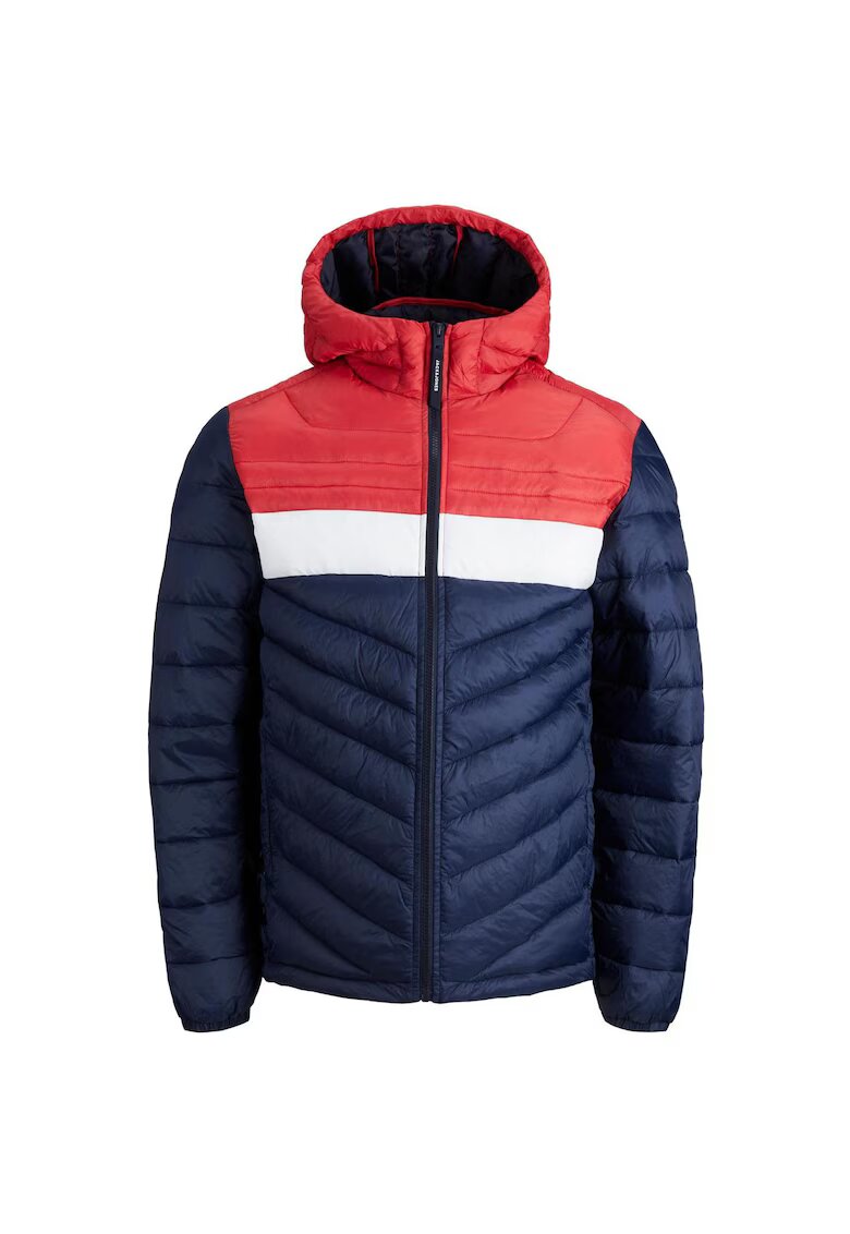Jack & Jones Geaca JACK &JONES Hero Puffer - 12211785-Navy Blazer TRUE RED BLOCKING 17402 - Albastru inchis