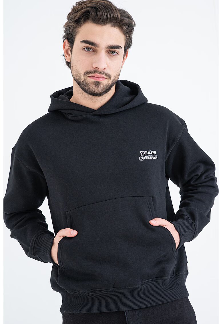 Jack & Jones Hanorac cu imprimeu contrastant pe partea din spate Grand Midtown - Alb/Negru