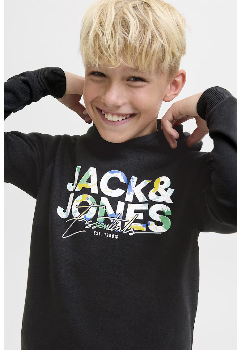 Jack  Jones Hanorac cu imprimeu logo - Negru/Verde pal/Alb optic