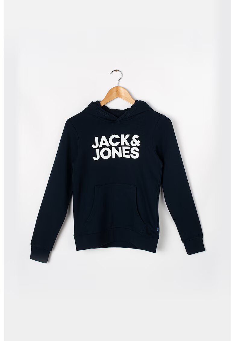 Jack  Jones Hanorac cu imprimeu logo si buzunar kangaroo - Alb/Bleumarin