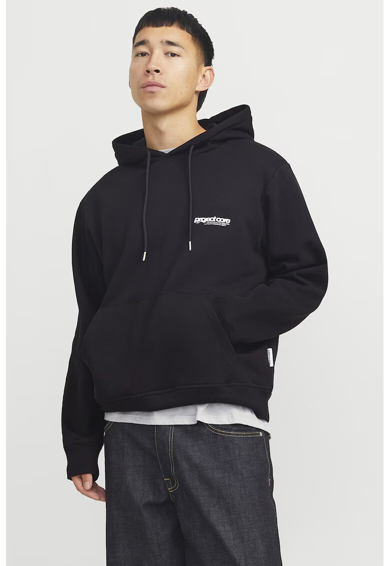 Jack & Jones Hanorac din amestec de bumbac cu buzunar kangaroo - Negru