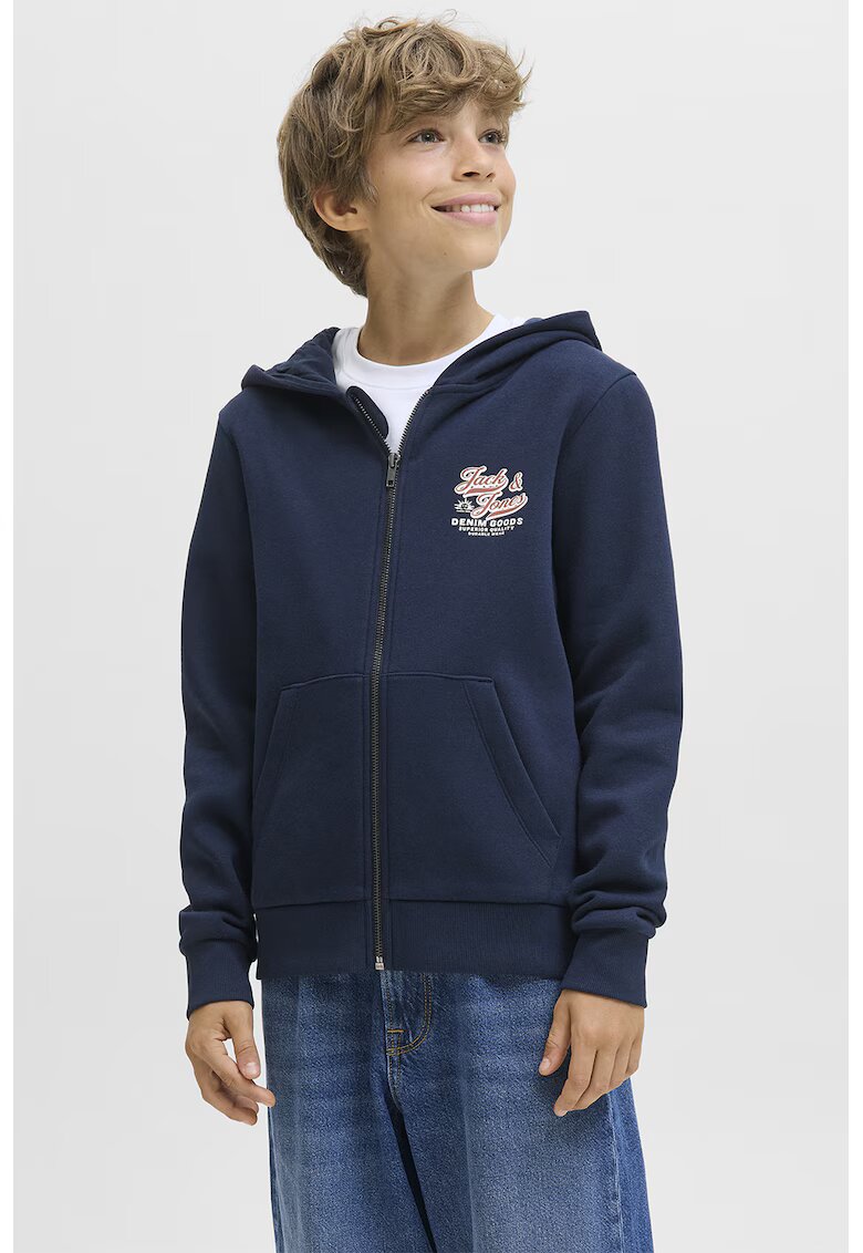 Jack  Jones Hanorac din amestec de bumbac cu fermoar - Albastru inchis