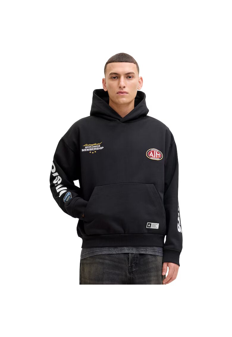 Jack & Jones Hanorac JACK &JONES Pulse Printed Hood 53479 - Negru