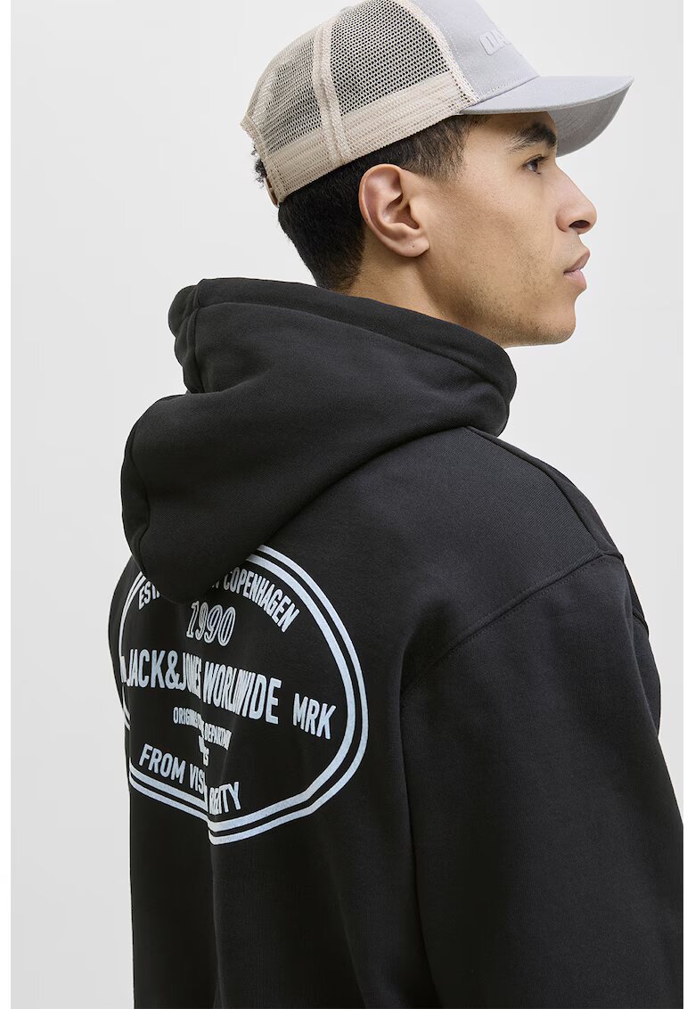Jack  Jones Hanorac lejer cu buzunar kangaroo - Alb/Negru