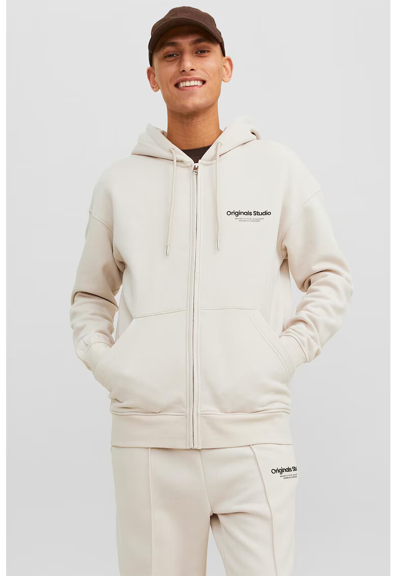 Jack  Jones Hanorac lejer cu fermoar si maneci cazute - Crem