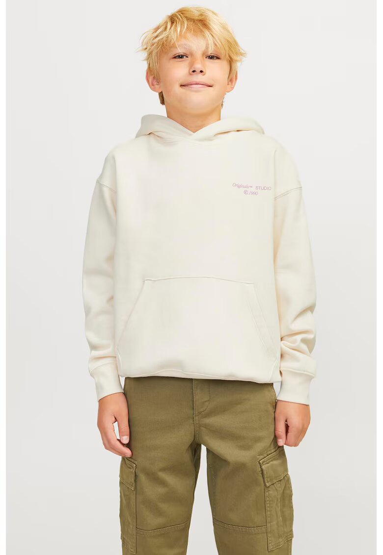 Jack & Jones Hanorac lejer cu imprimeu pe partea din spate - Alb murdar