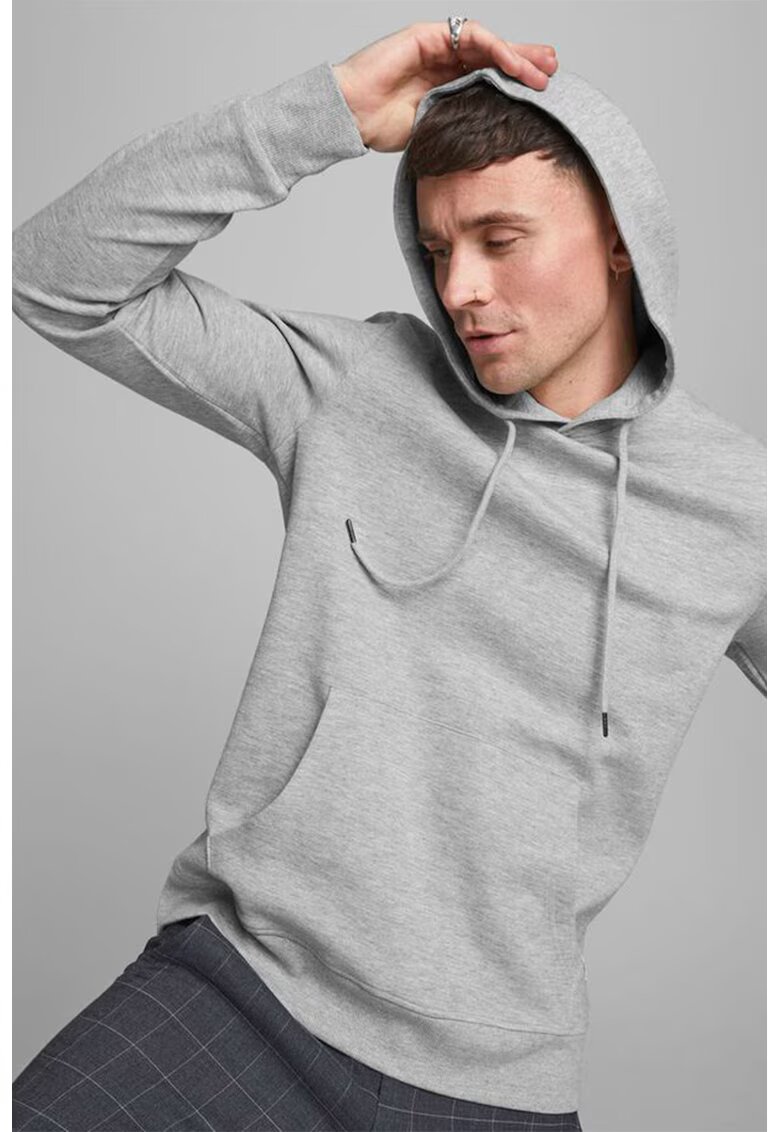 Jack  Jones Hanorac regular fit cu buzunar kangaroo Basic - Gri deschis melange