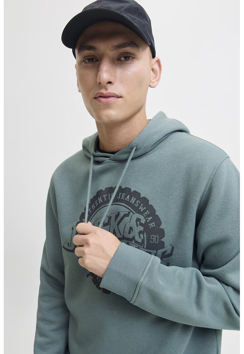 Jack & Jones Hanorac regular fit cu imprimeu logo - Albastru petrol