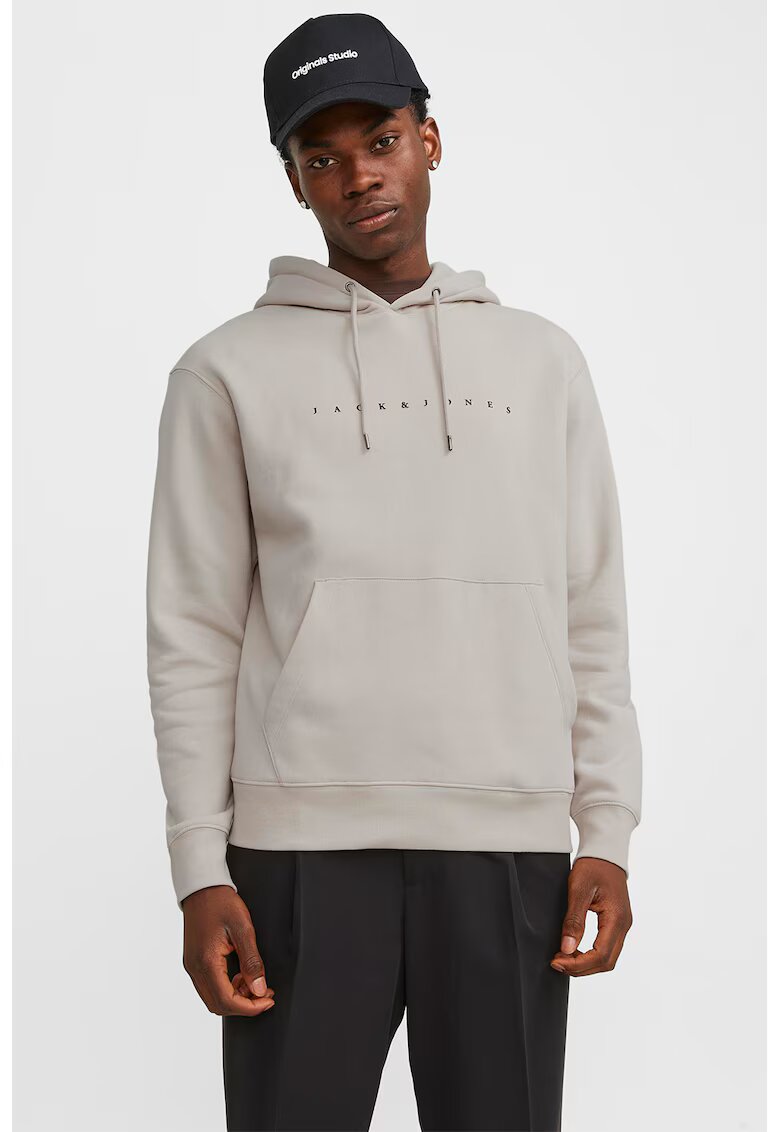 Jack  Jones Hanorac relaxed fit cu buzunar kangaroo - Alb murdar