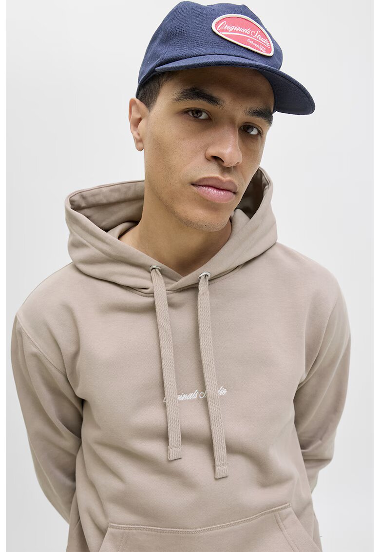 Jack  Jones Hanorac relaxed fit cu buzunar kangaroo - Maro/Maro nisip