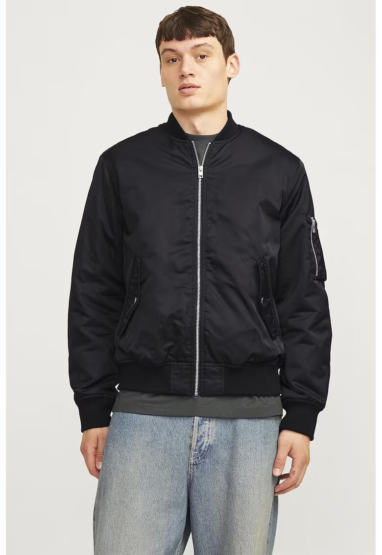 Jack  Jones Jacheta bomber cu buzunare cu clapa - Negru