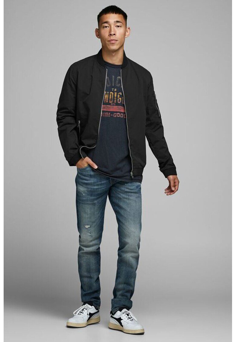 Jack  Jones Jacheta bomber cu buzunare cu fermoar - Negru