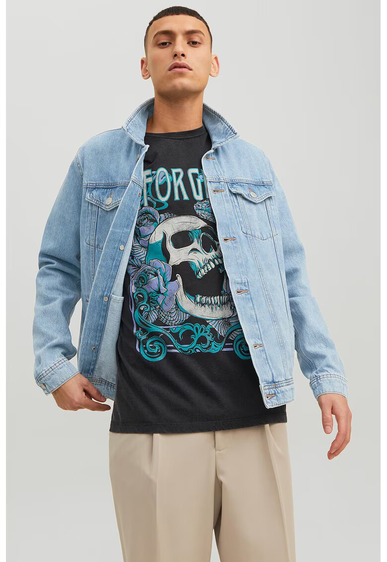 Jack & Jones Jacheta de denim cu buzunare cu clapa - Albastru deschis
