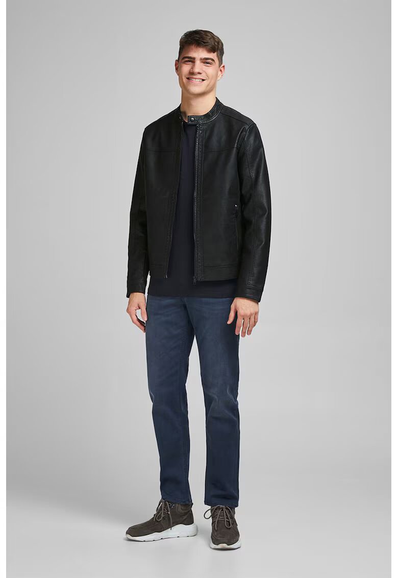 Jack  Jones Jacheta de piele ecologica cu guler scurt - Negru