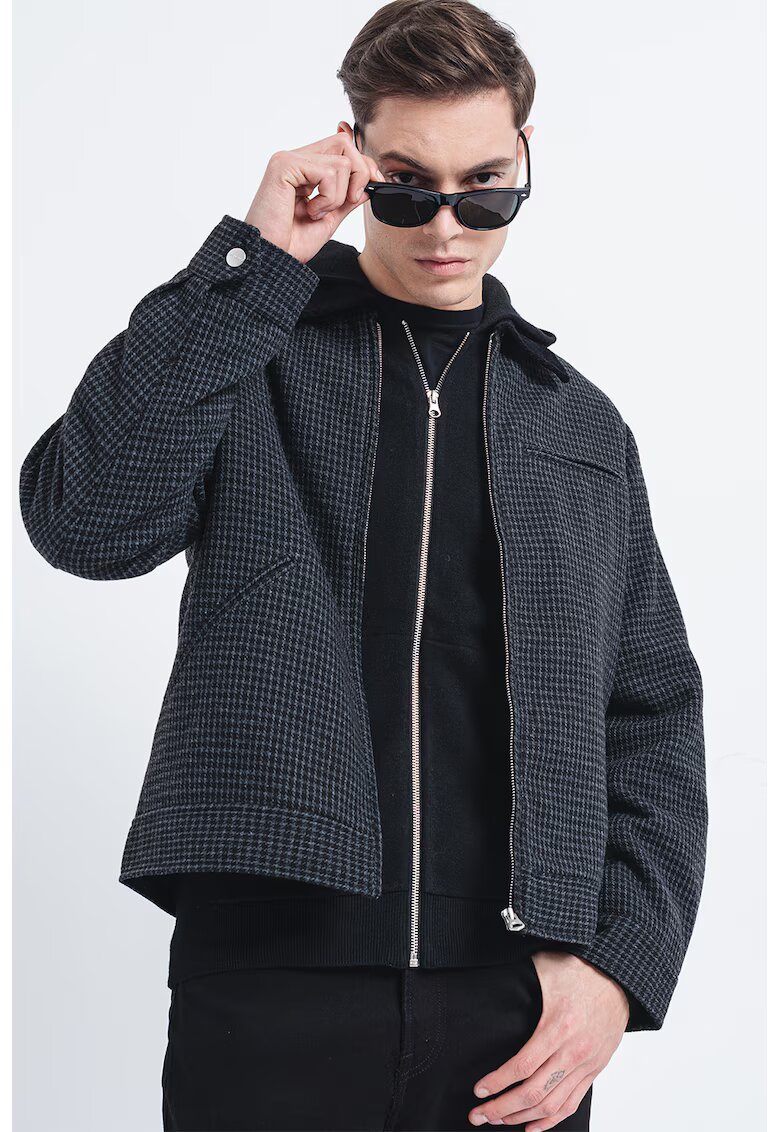 Jack & Jones Jacheta regular fit cu model in carouri - Negru/Gri inchis