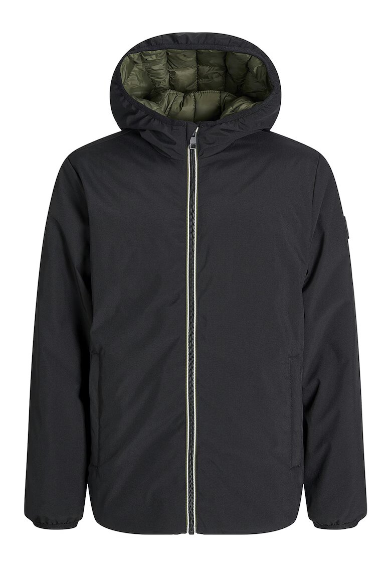 Jack  Jones Jacheta reversibila cu gluga - Negru/Kaki pal