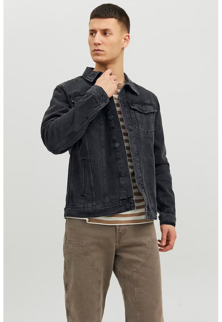 Jack  Jones Jacheta uni din denim cu maneci lungi - Negru