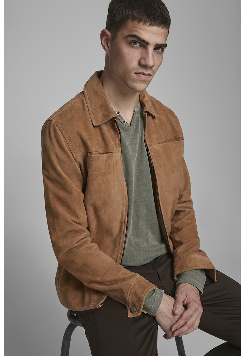 Jack & Jones Jack&Jones - Bluza henley slim-fit de bumbac - Verde pal