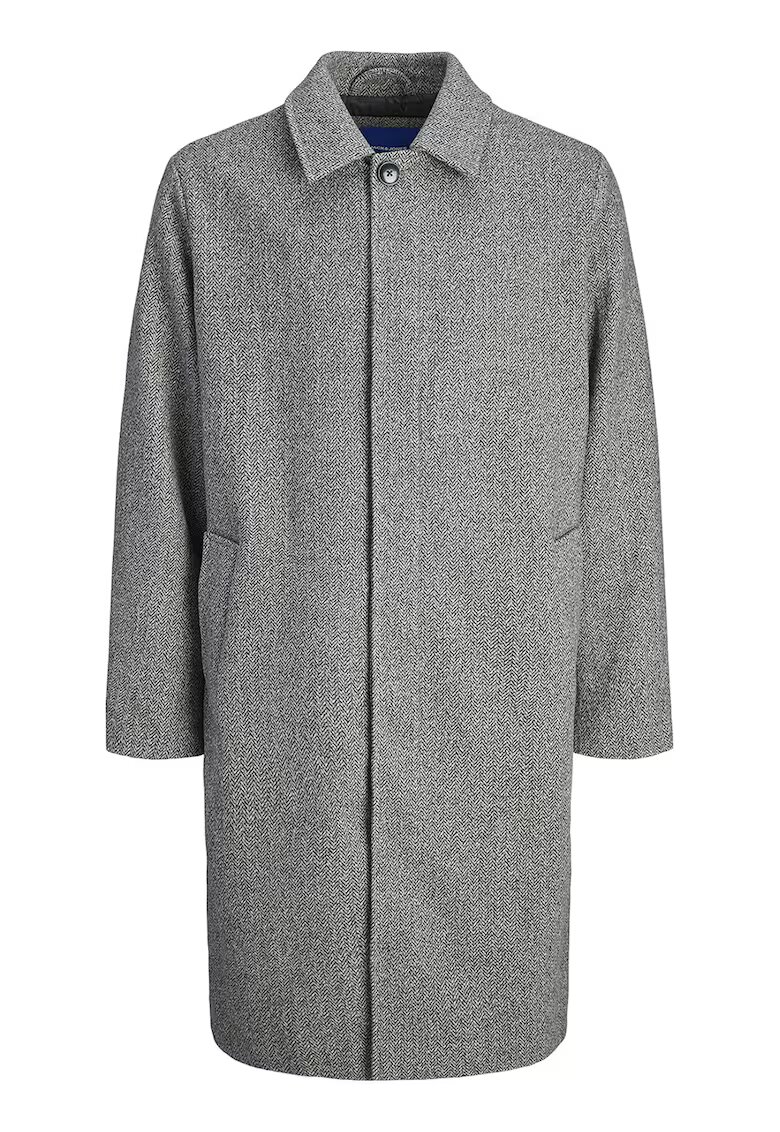 Jack & Jones Palton din amestec de lana cu guler clasic - Gri deschis melange