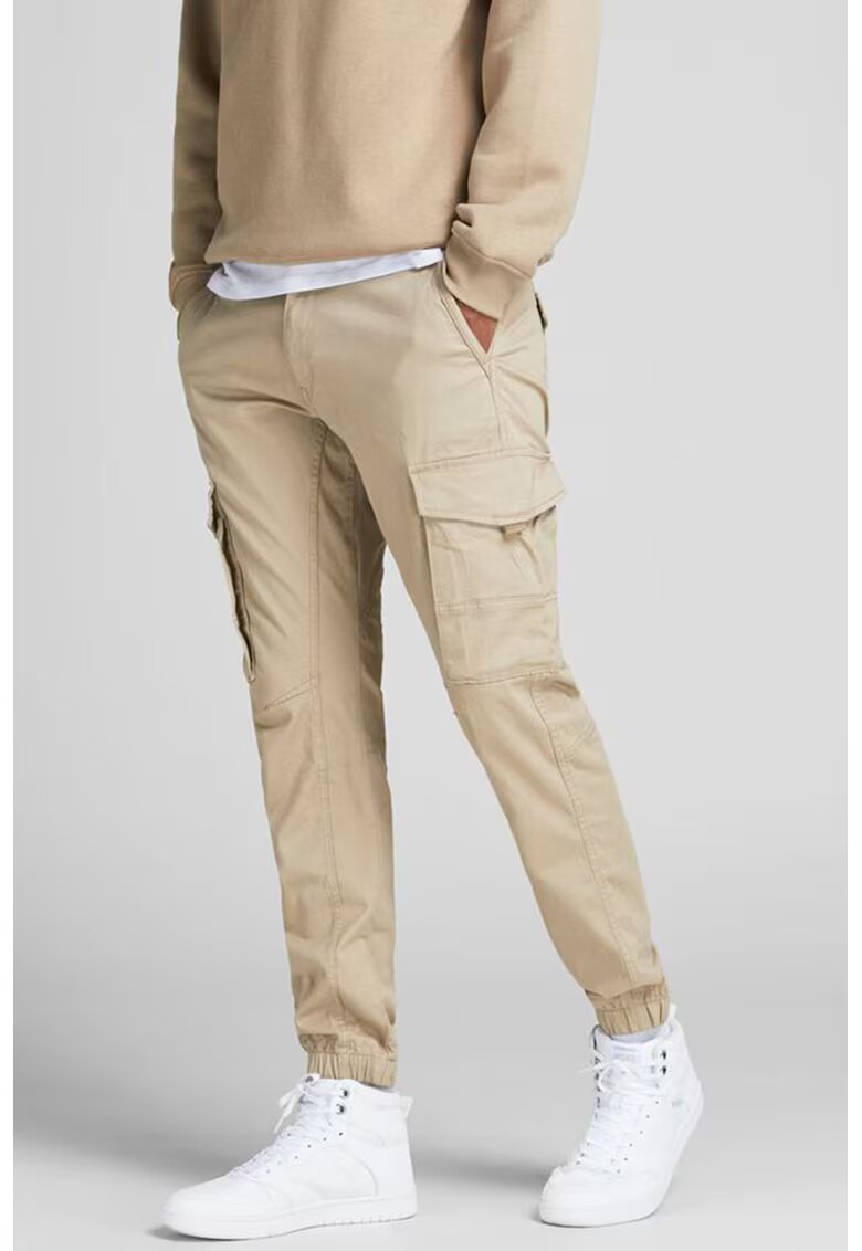 Jack  Jones Pantaloni cargo cu buzunare oblice - Bej