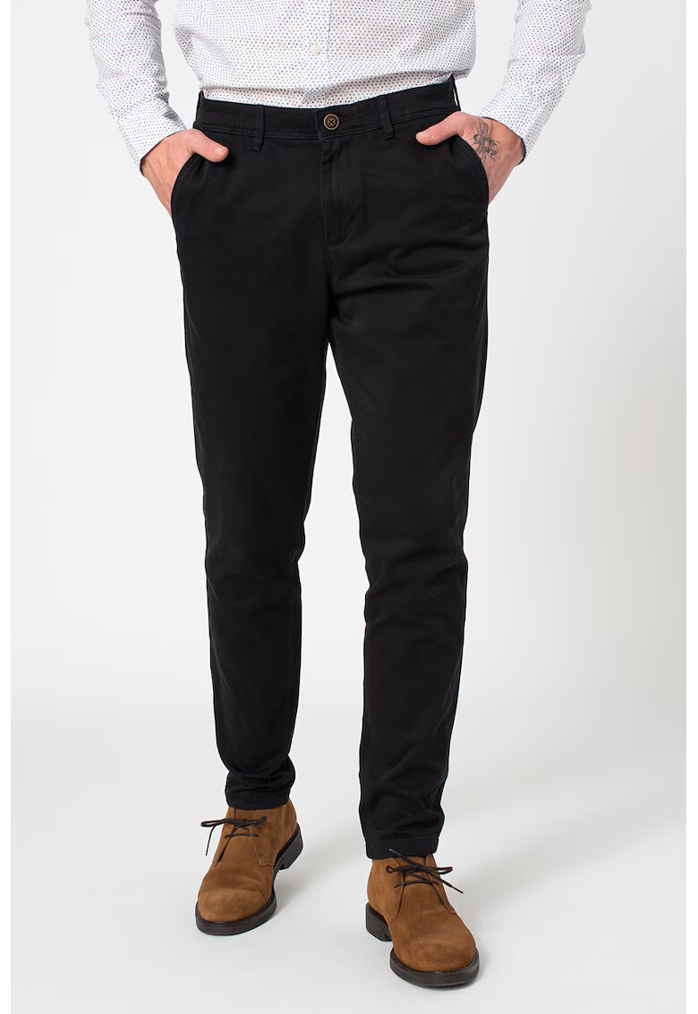 Jack  Jones Pantaloni chino cu buzunare oblice Marco - Negru