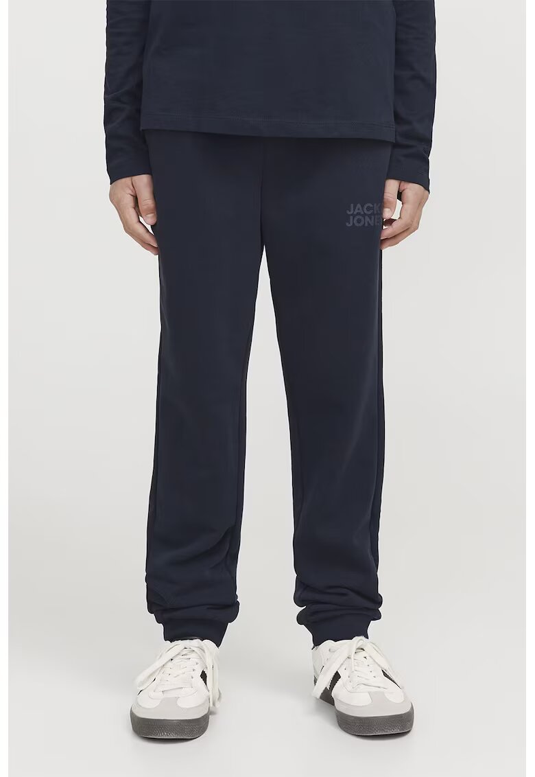 Jack & Jones Pantaloni de trening cu snur de ajustare si detaliu logo Gordon - Bleumarin
