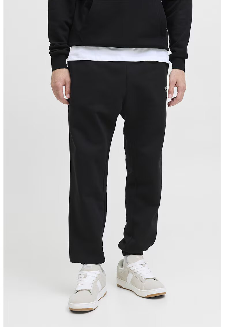 Jack  Jones Pantaloni de trening cu talie ajustabila - Negru/Alb optic