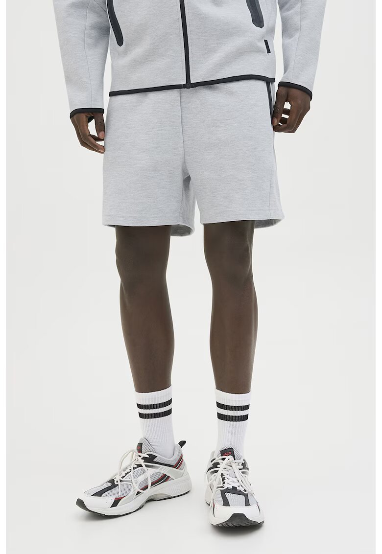 Jack  Jones Pantaloni scurti cu buzunare laterale cu fermoar si snur - Gri deschis melange