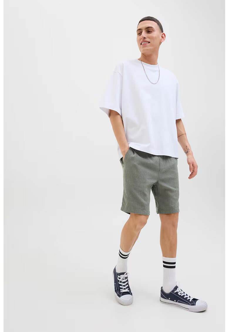 Jack  Jones Pantaloni scurti cu snur si model texturat - Verde pal