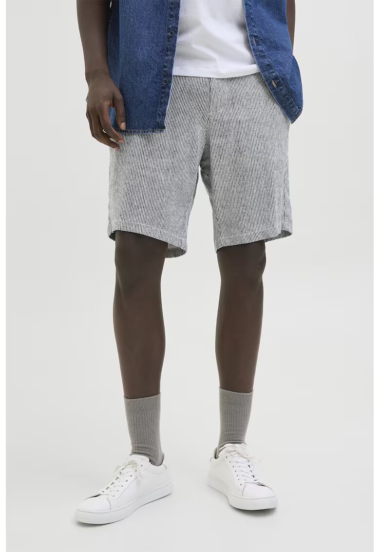 Jack  Jones Pantaloni scurti din amestec de in - Alb murdar/Albastru