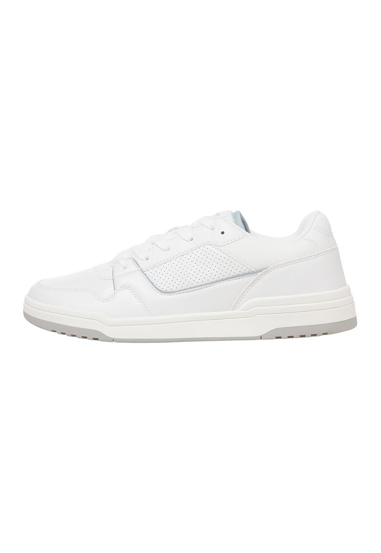 Jack  Jones Pantofi sport de piele ecologica cu detalii perforate London - Alb/Gri cenusiu
